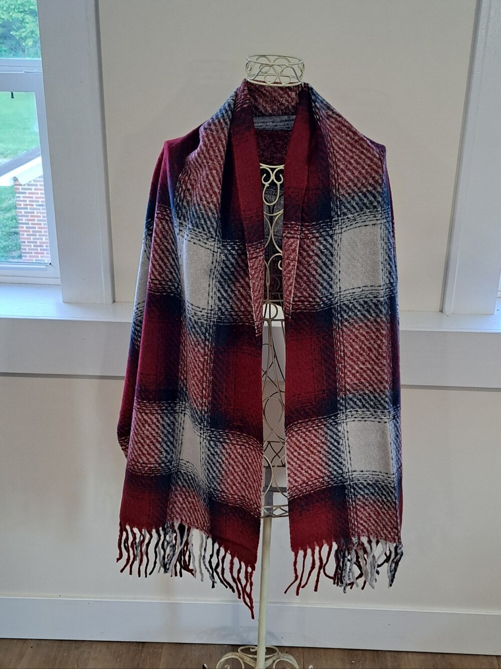 NWOT Cabincore Grandpacore Rustic Woodland Cozy Plaid Oversized Academia Scarf.